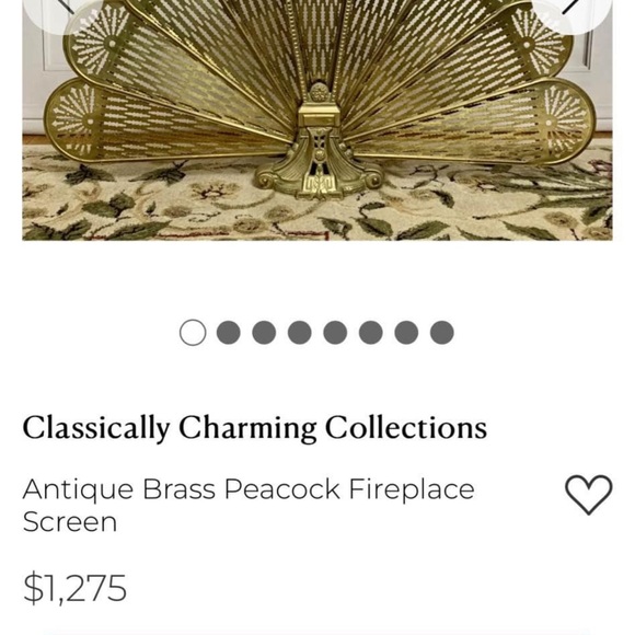 Antique brass peacock fireplace screen - Picture 1 of 5